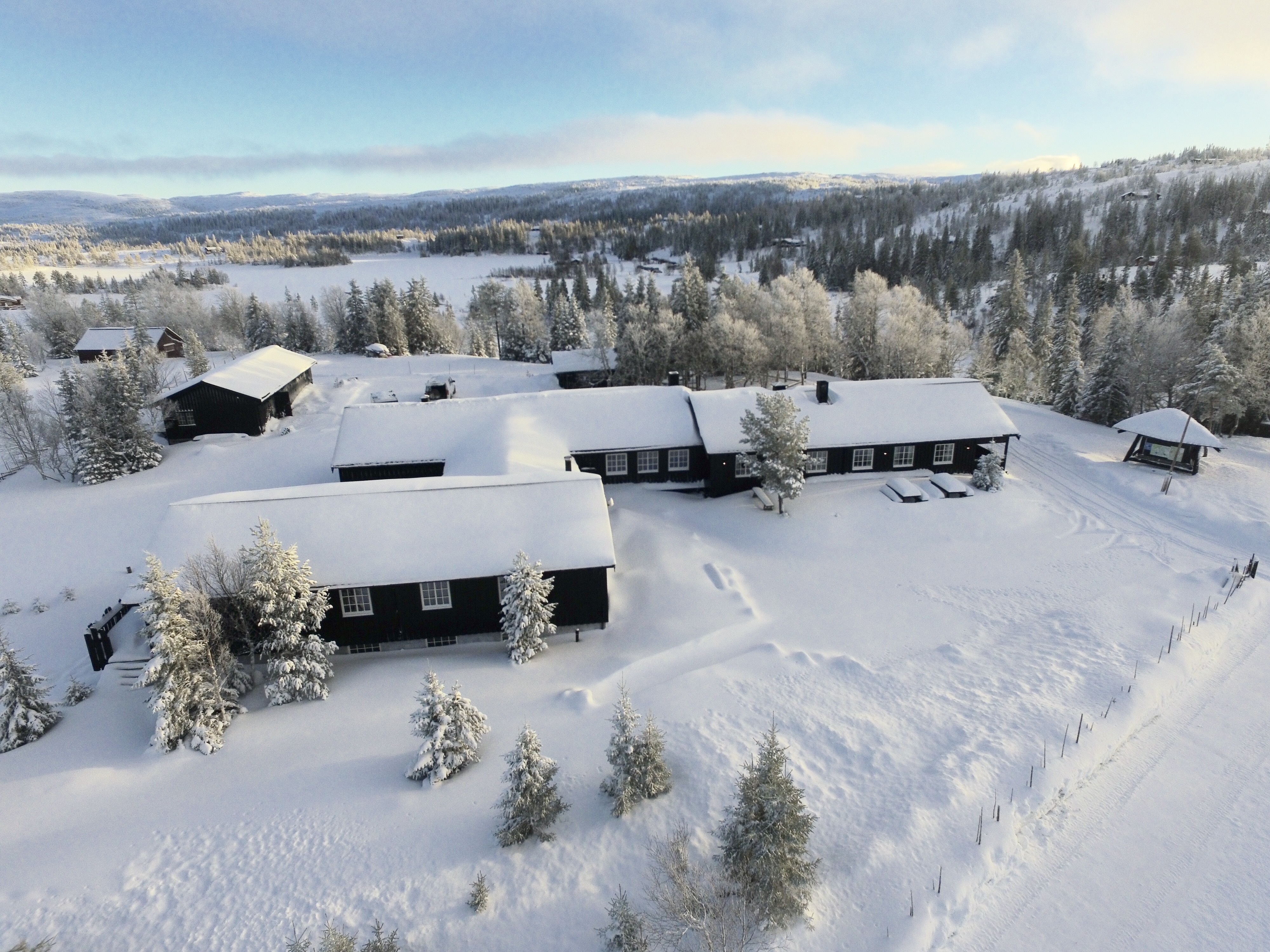 Skallstuggu sett ovenfra om vinteren